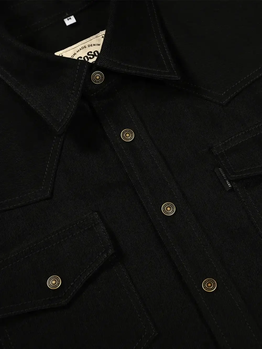 13.5oz Classic Black Selvedge Denim Shirt - Image 8