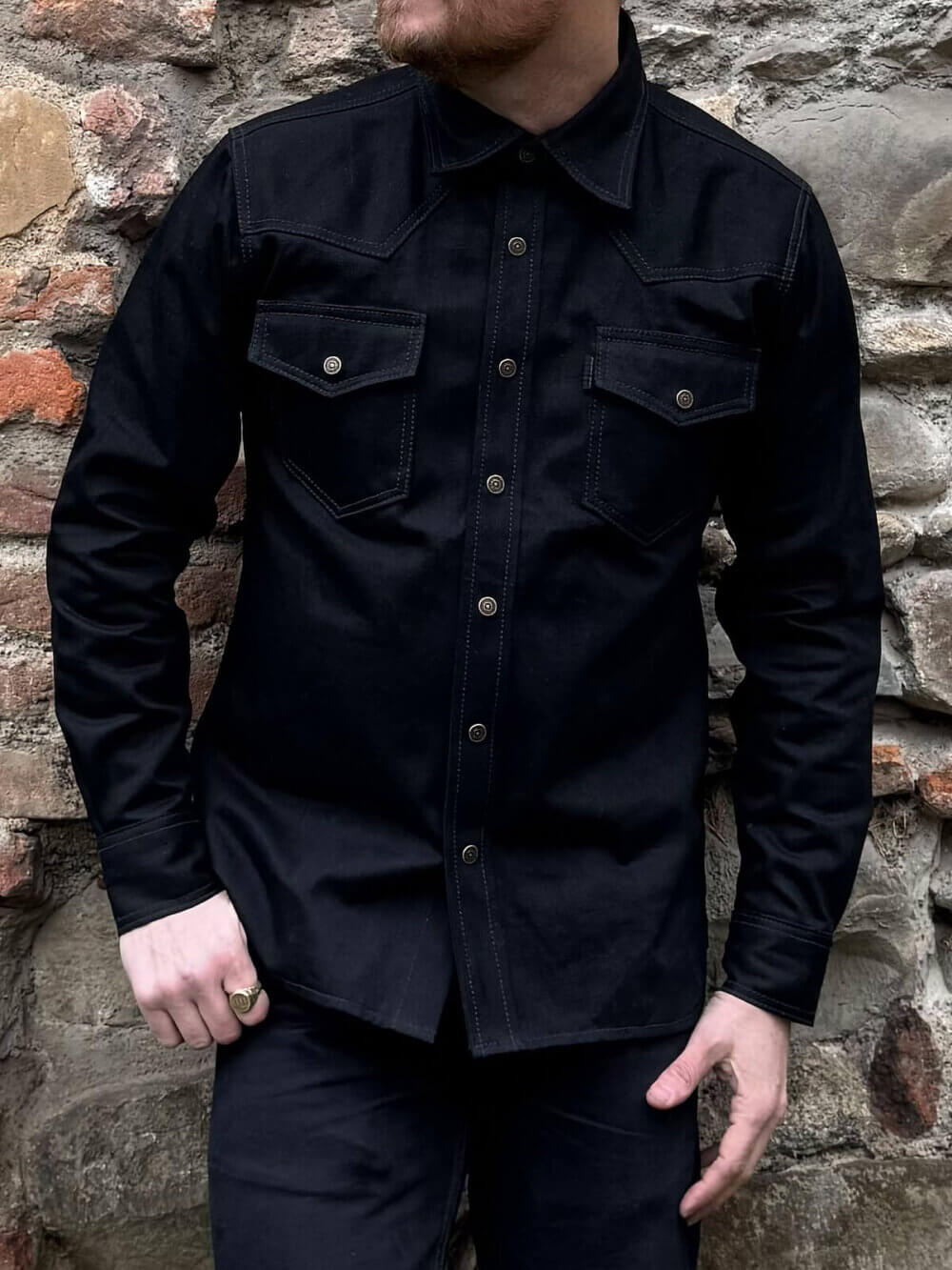 13.5oz Classic Black Selvedge Denim Shirt