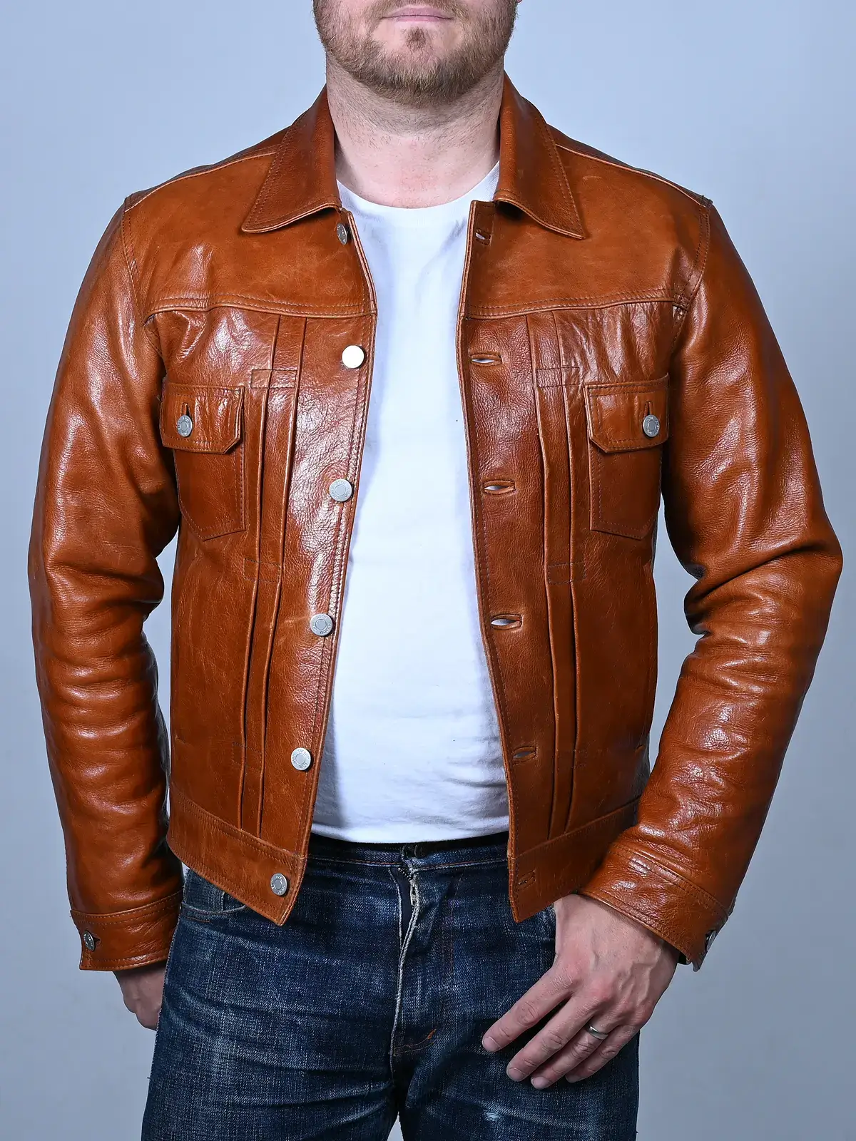 Cognac Leather SOSO Clothing Jacket 