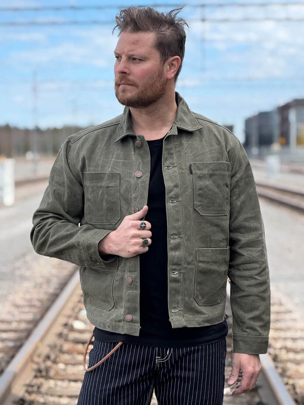13oz Army Canvas Waxed Denim Jacket - Image 3