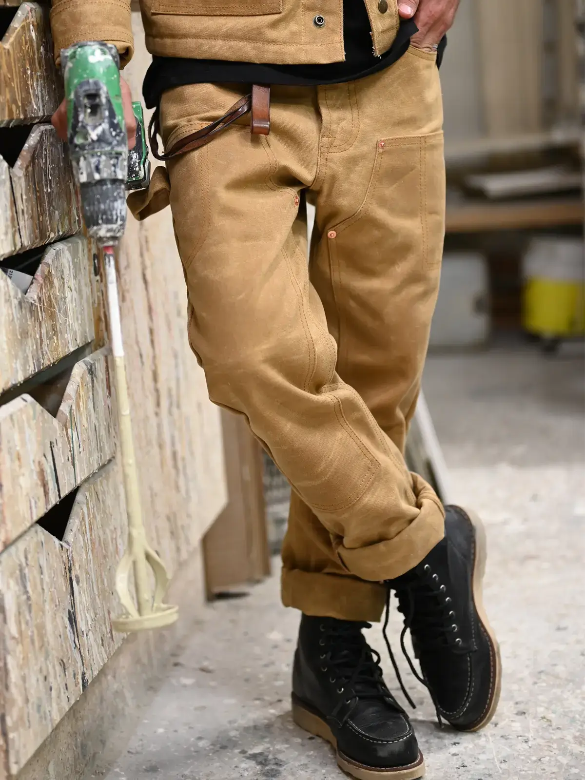 Brown Waxed Canvas Jeans