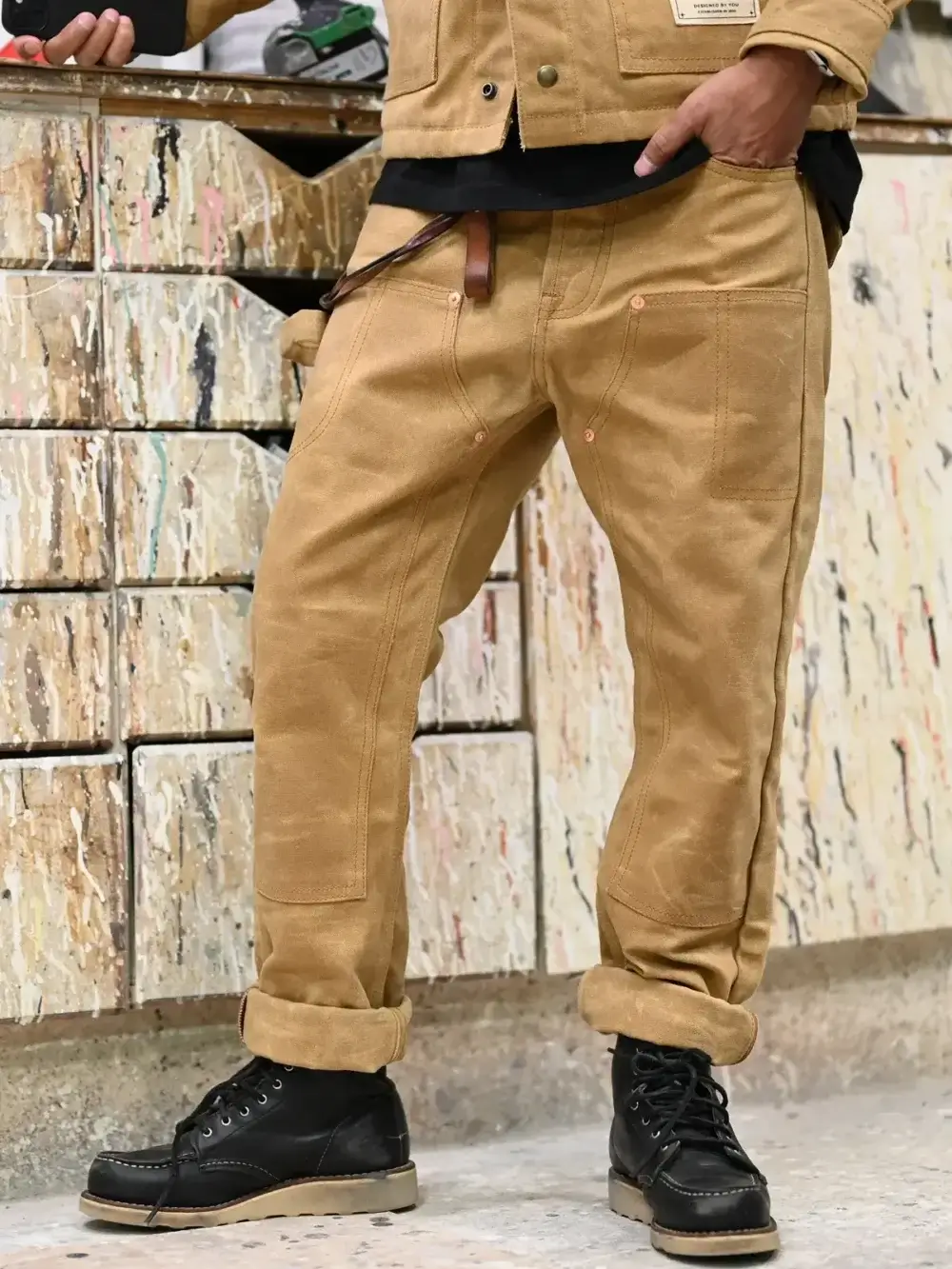 13oz Sand Canvas Waxed Denim Jeans - Image 6