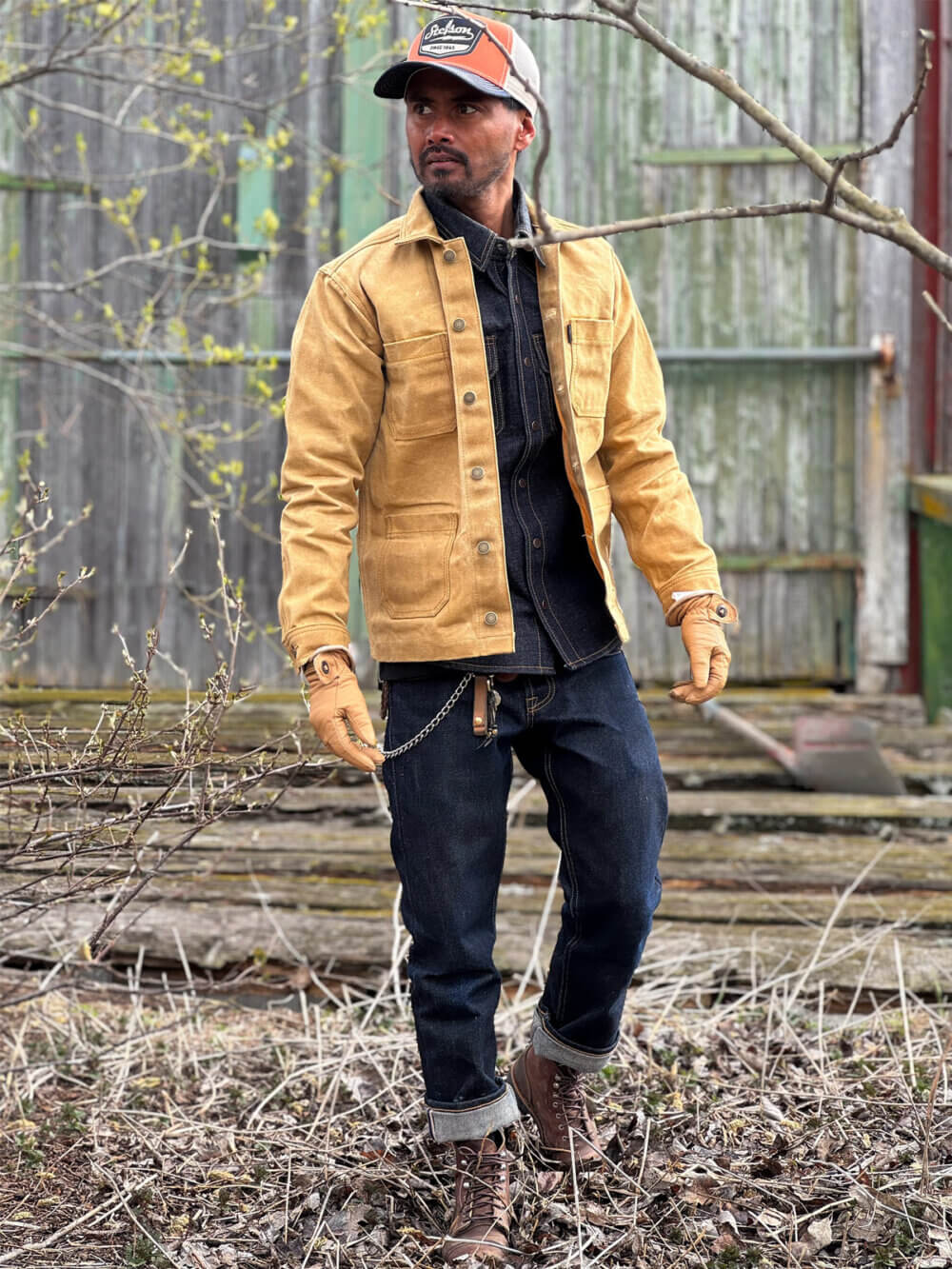 13oz Sand Canvas Waxed Denim Jacket - Image 3