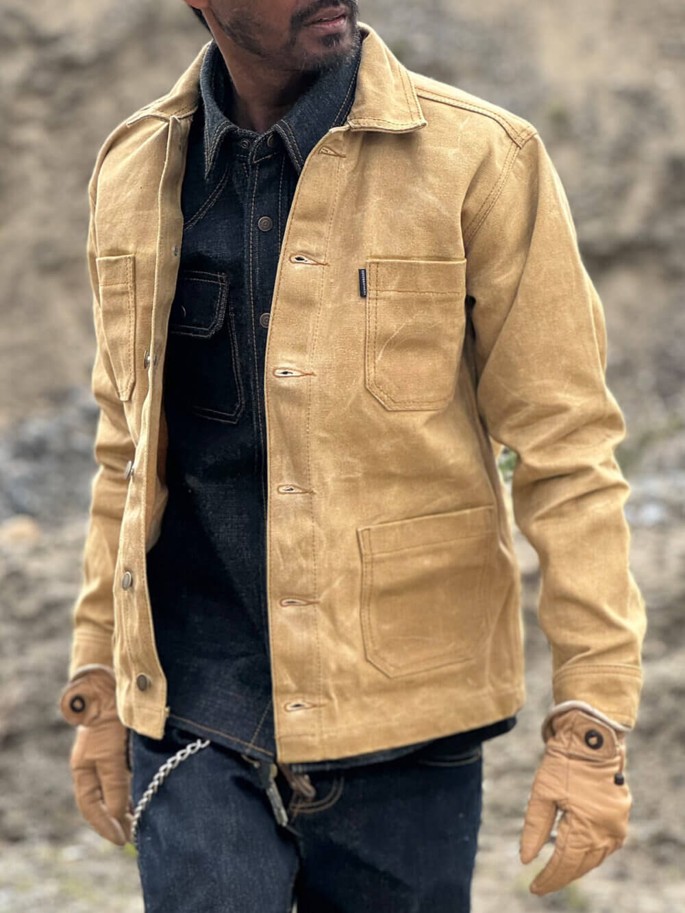 13oz Sand Canvas Waxed Denim Jacket
