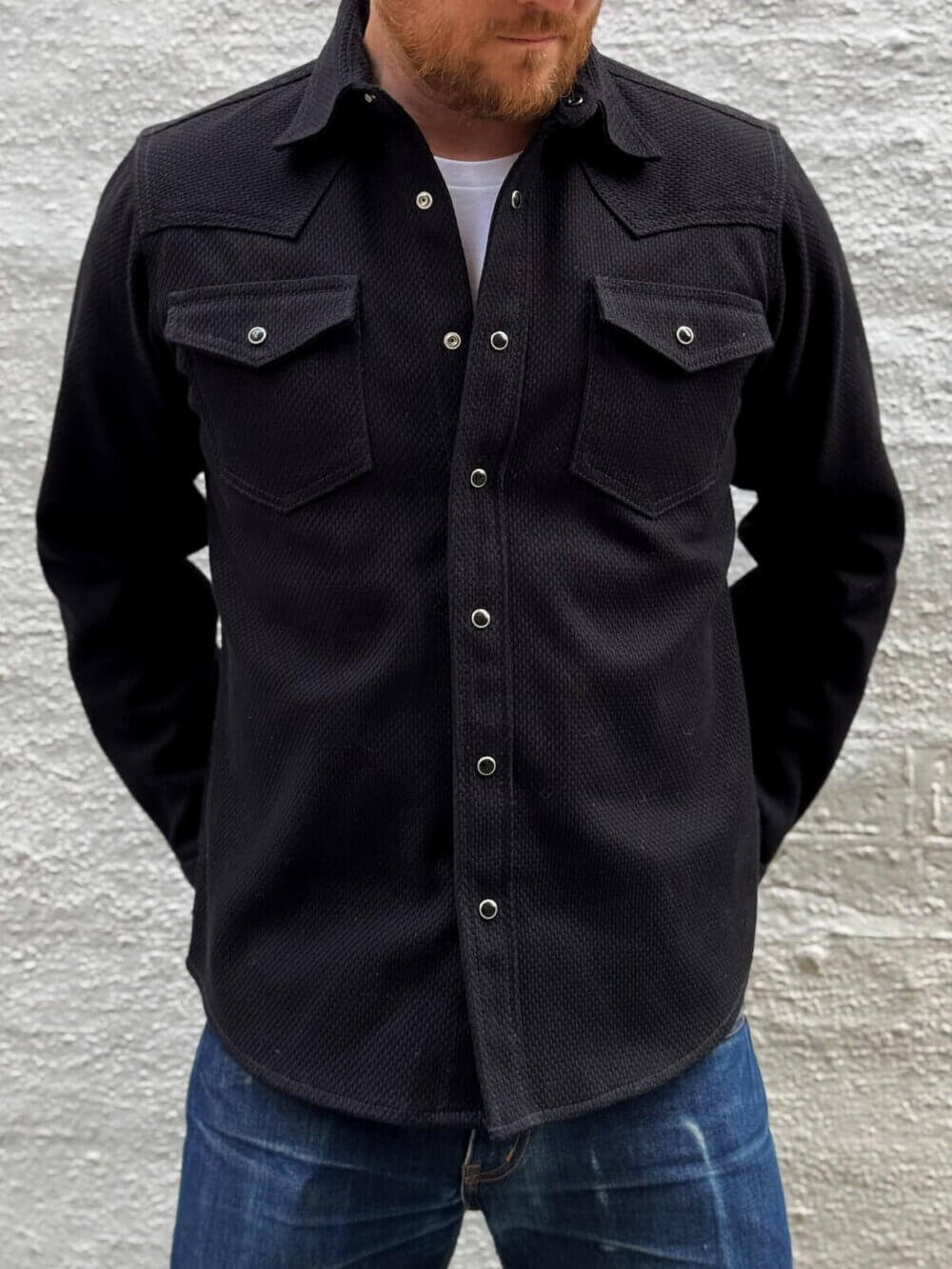 12oz Black Sashiko Denim Shirt