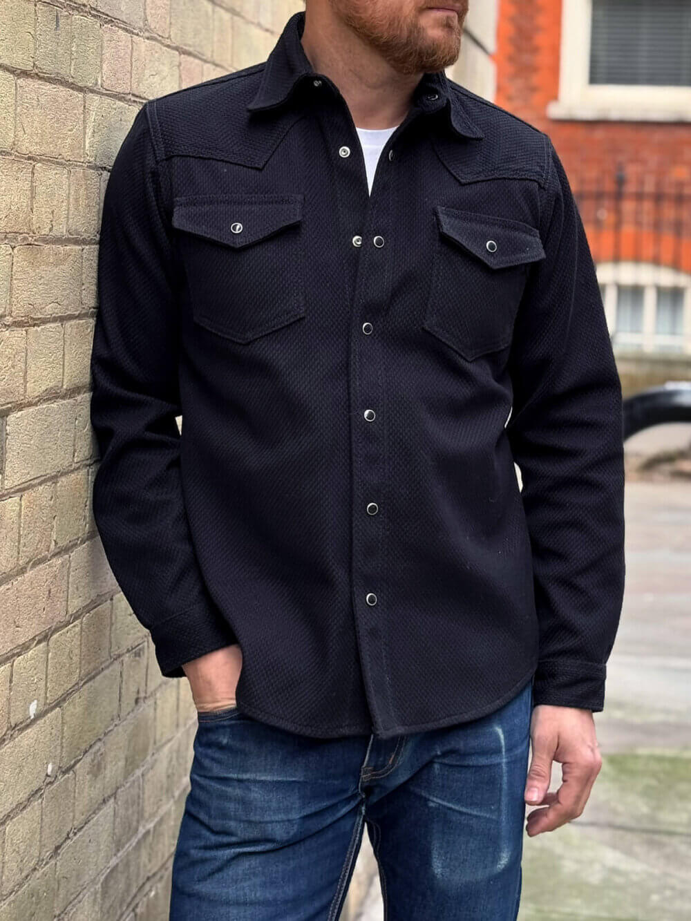 12oz Black Sashiko Denim Shirt - Image 6