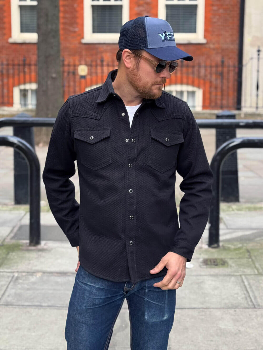 12oz Black Sashiko Denim Shirt - Image 5