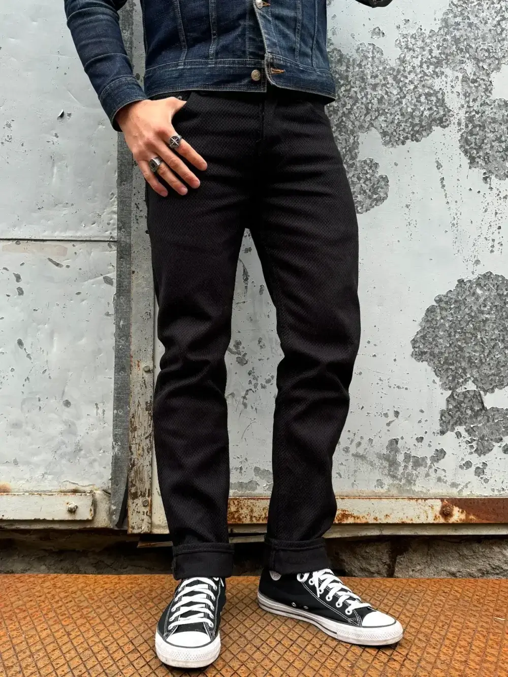 12oz Black Sashiko Denim Jeans