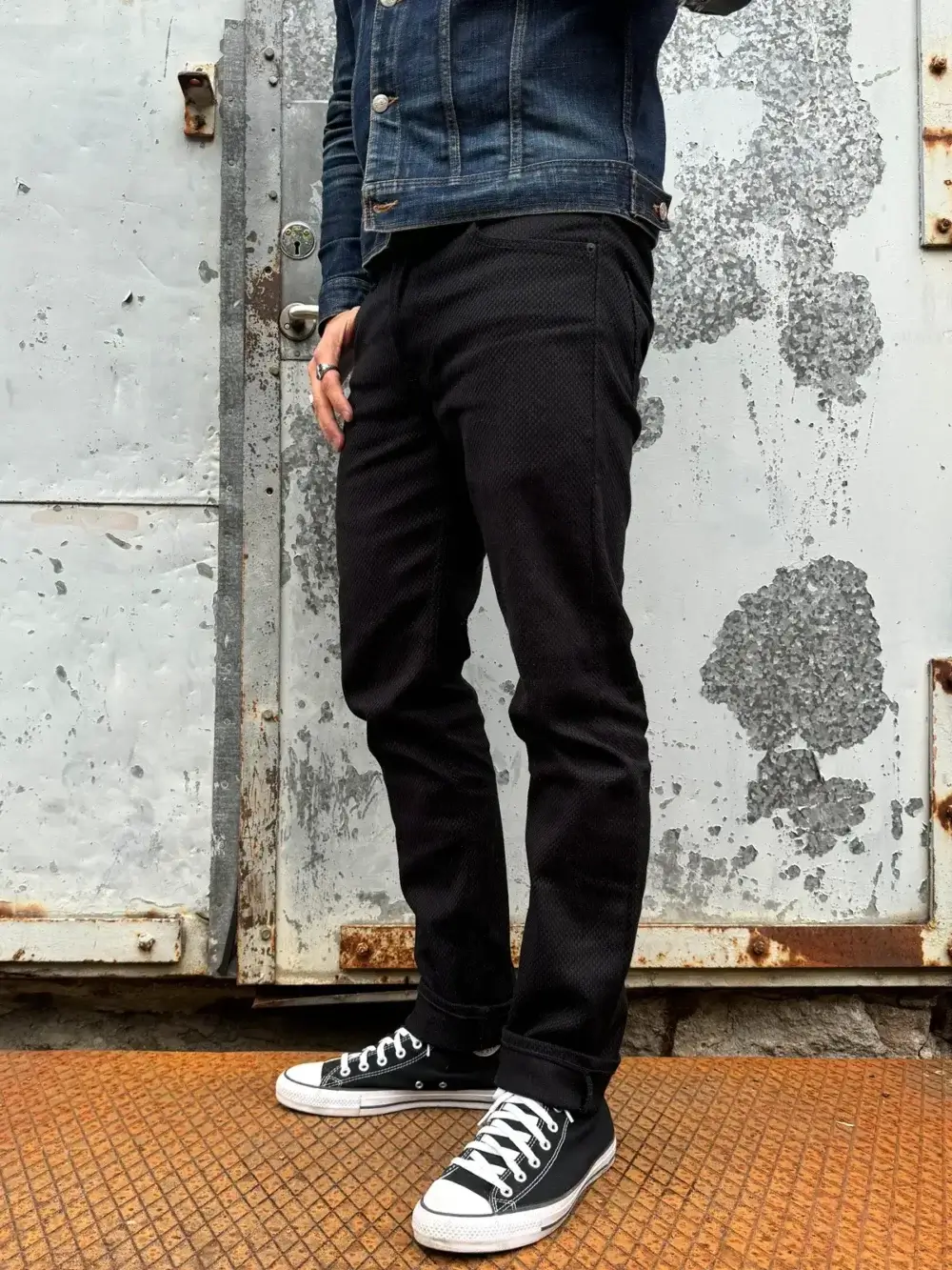 12oz Black Sashiko Denim Jeans - Image 4