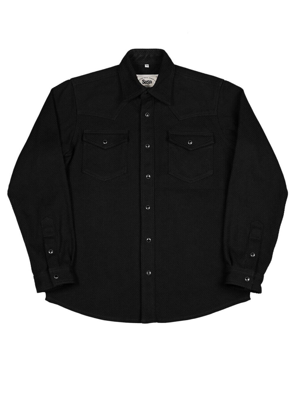 12oz Black Sashiko Denim Shirt - Image 2