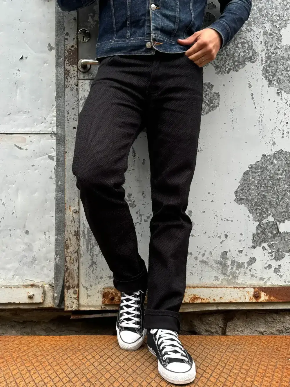 12oz Black Sashiko Denim Jeans - Image 3