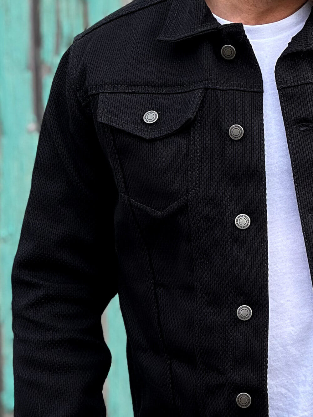 12oz Black Sashiko Denim Jacket - Image 5