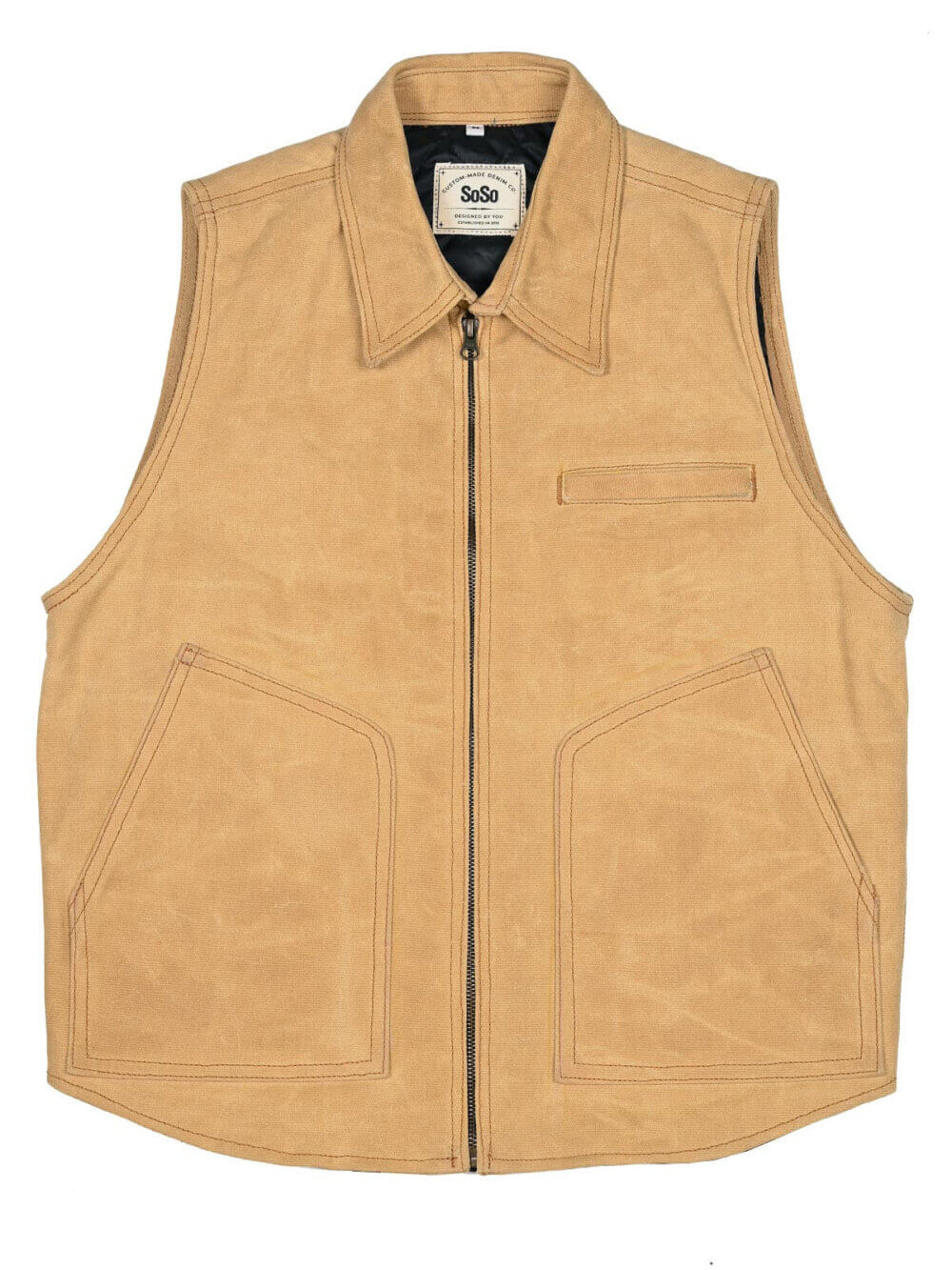 13oz Sand Canvas Waxed Denim Vest - Image 2