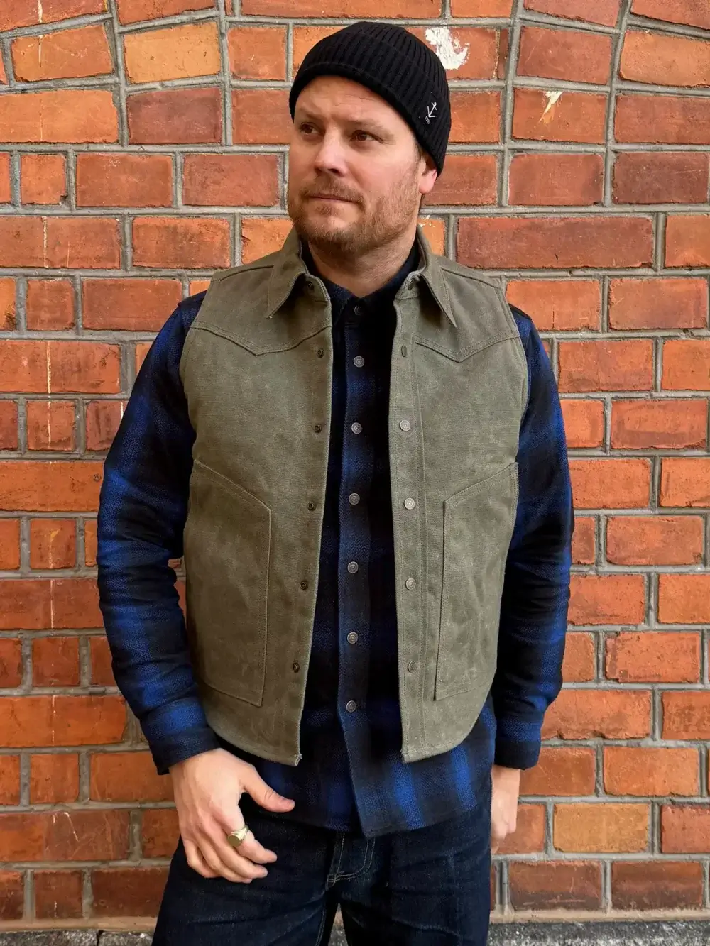 13oz Army Canvas Waxed Denim Vest