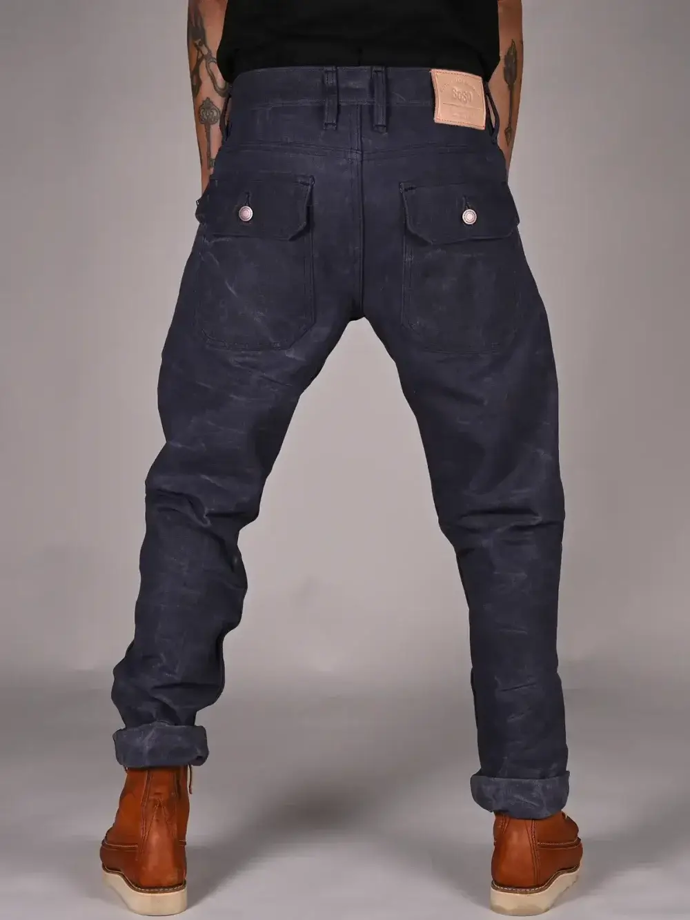 13oz Blue Canvas Waxed Denim Jeans - Image 3