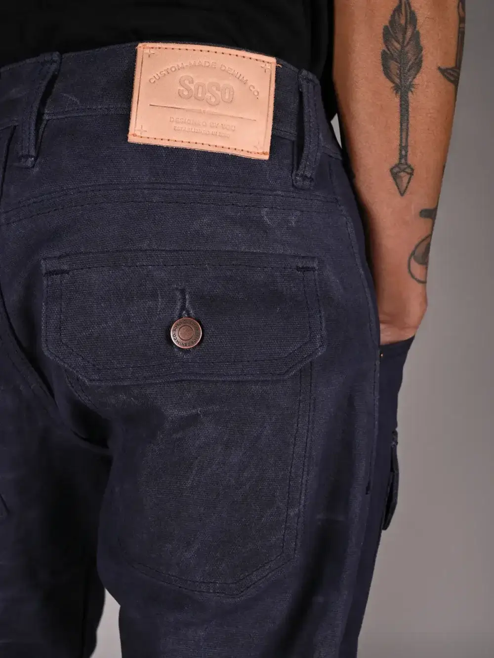 13oz Blue Canvas Waxed Denim Jeans - Image 5