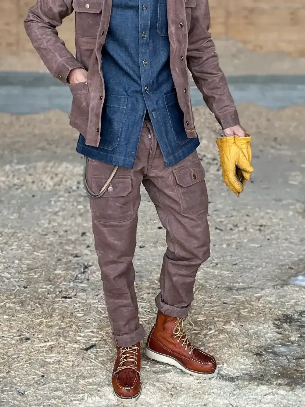 13oz Brown Canvas Waxed Denim Jeans