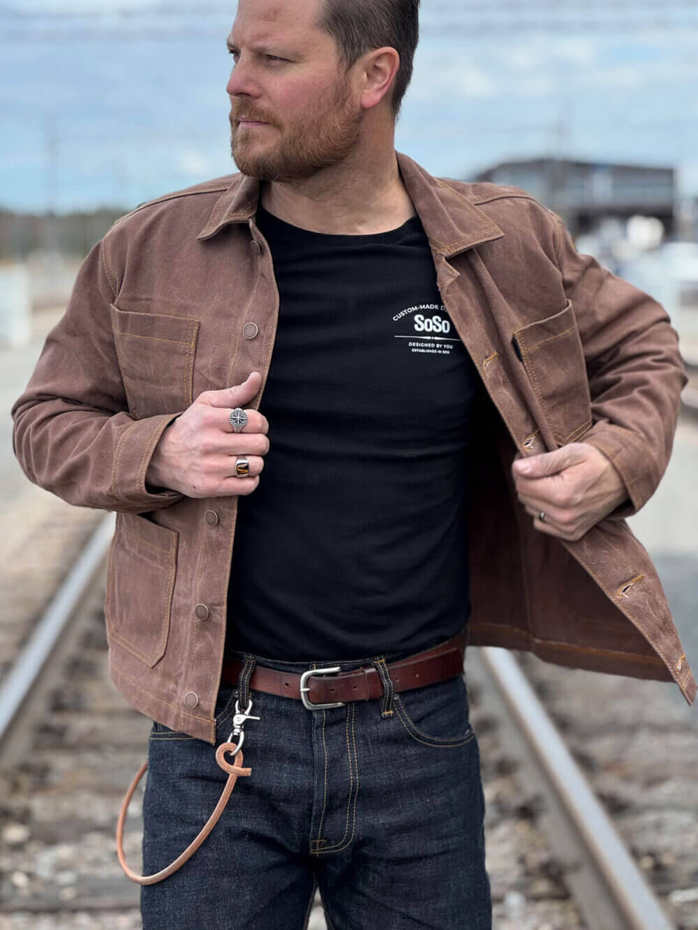13oz Brown Canvas Waxed Denim Jacket - Image 4