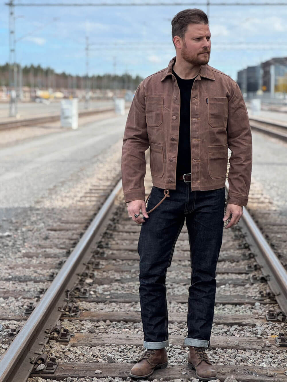 13oz Brown Canvas Waxed Denim Jacket - Image 3