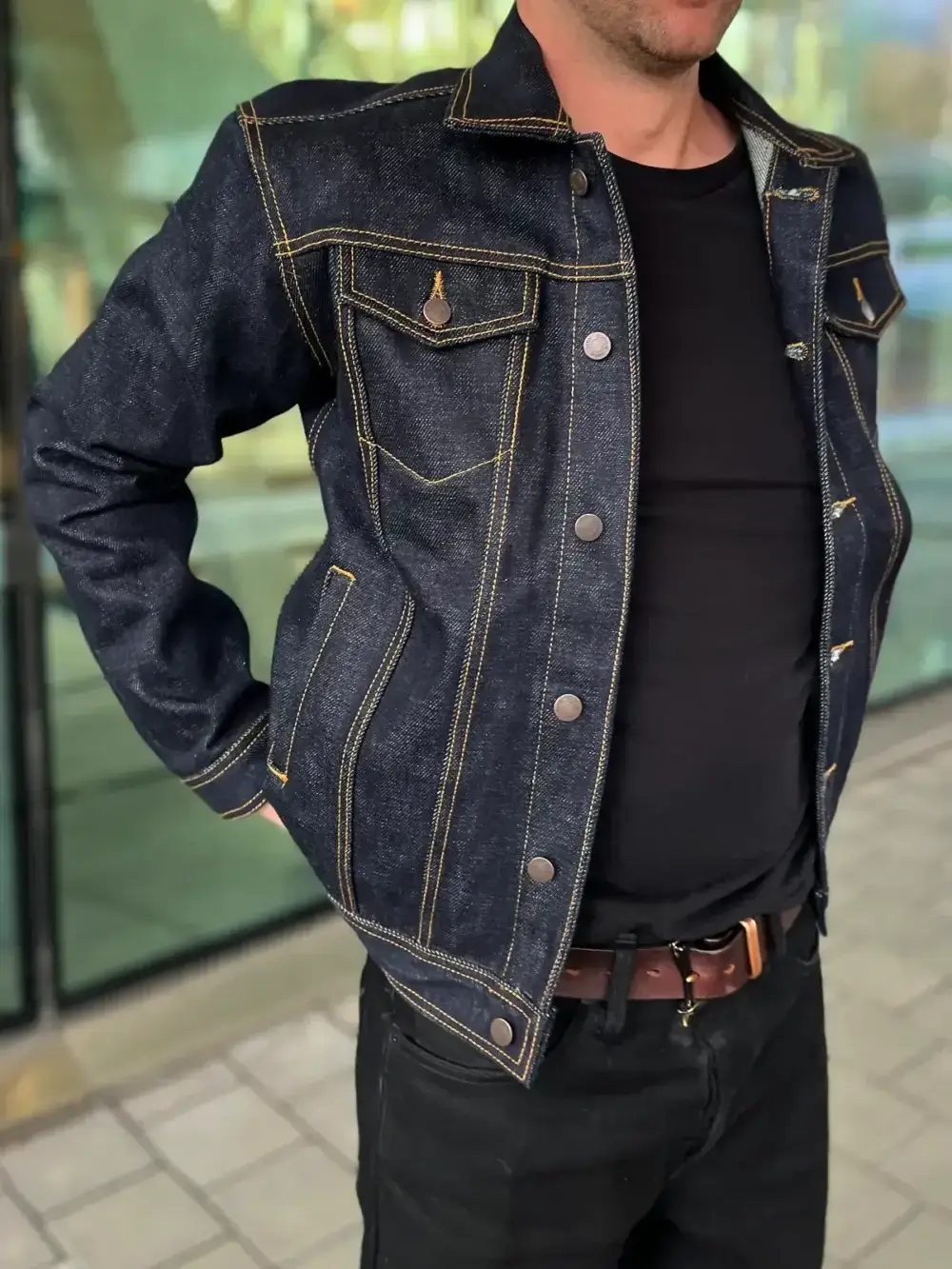 25oz Ghost Indigo Selvedge Denim Jacket - Image 6