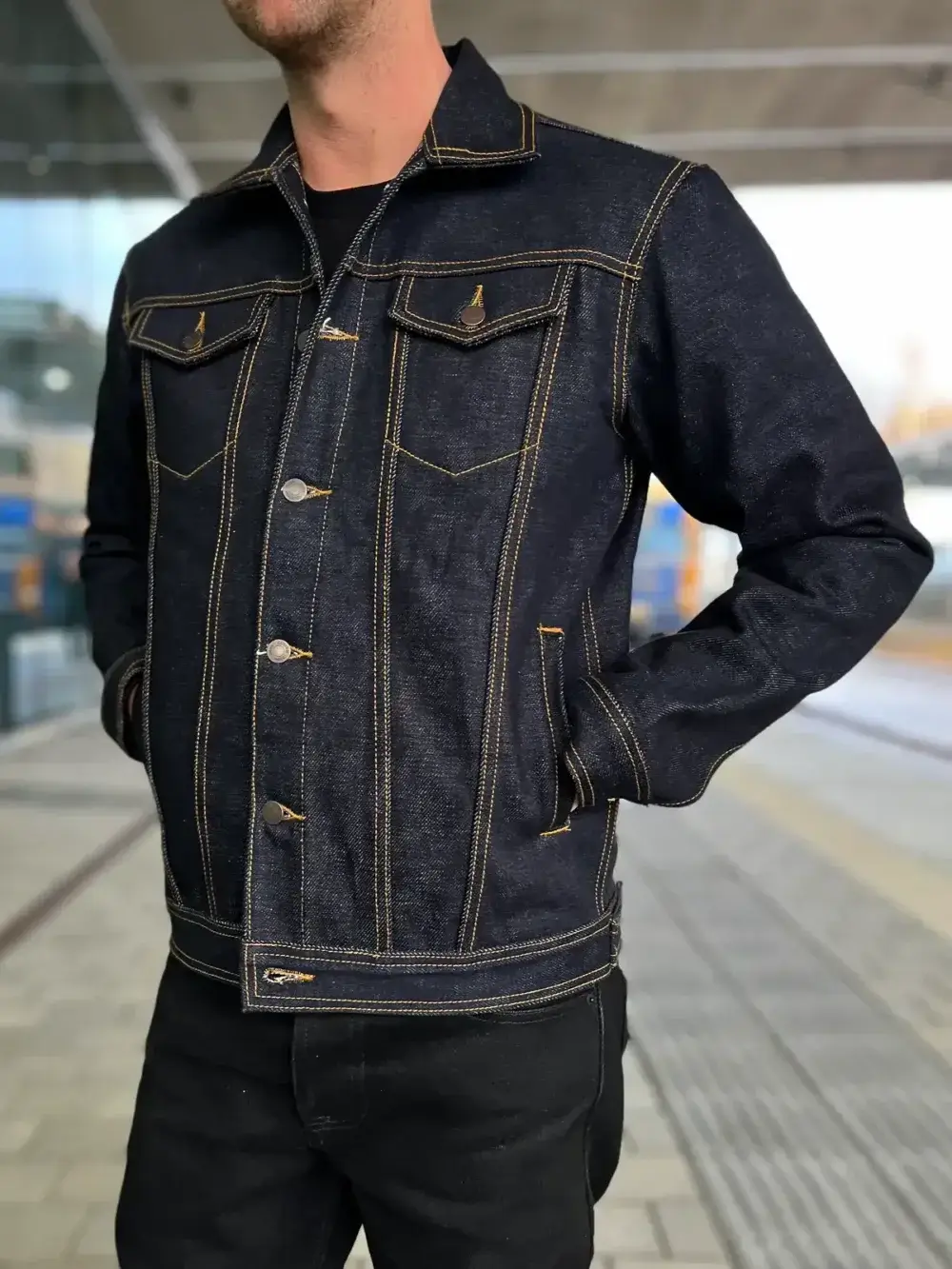 25oz Ghost Indigo Selvedge Denim Jacket - Image 5