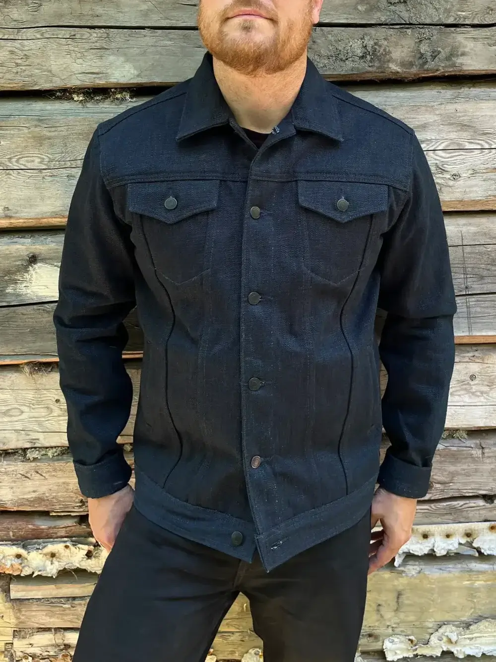 18oz Double Indigo Super Slub Selvedge Denim Jacket - Image 3