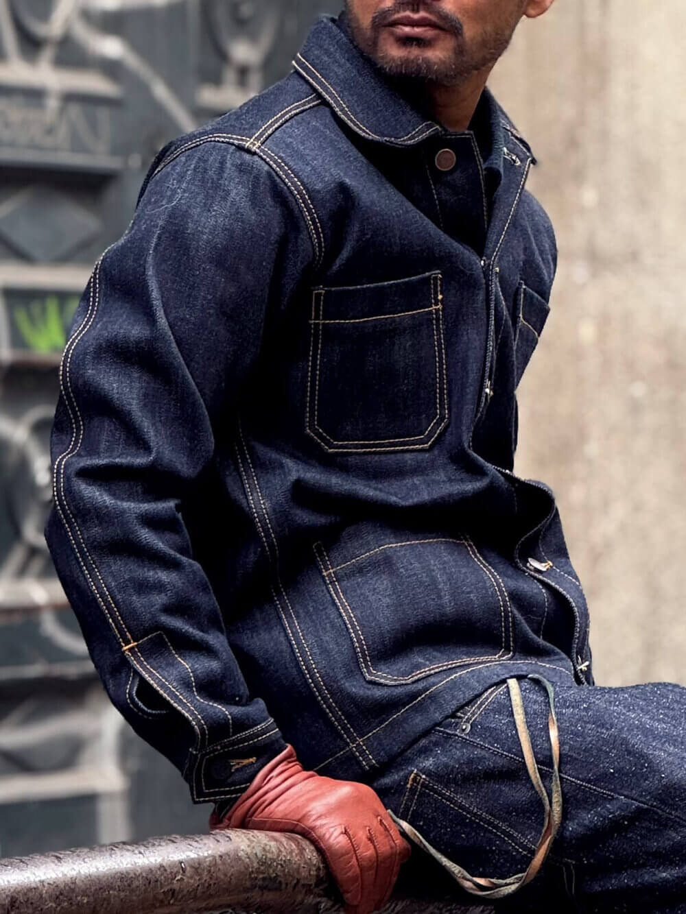17oz Classic Indigo Selvedge Denim Jacket - Image 3