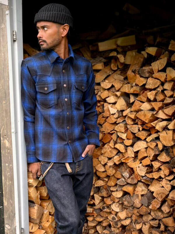 13.5oz Heavy Flannel Ombré Herringbone Shirt - Blue - Image 5