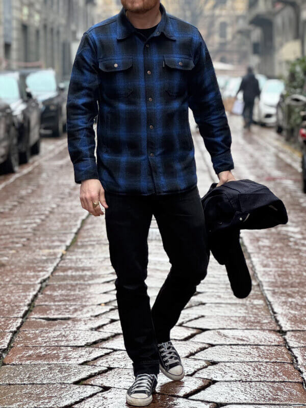 13.5oz Heavy Flannel Ombré Herringbone Shirt - Blue - Image 9