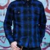 13.5oz Heavyweight Flannel Ombré Herringbone Shirt - Blue