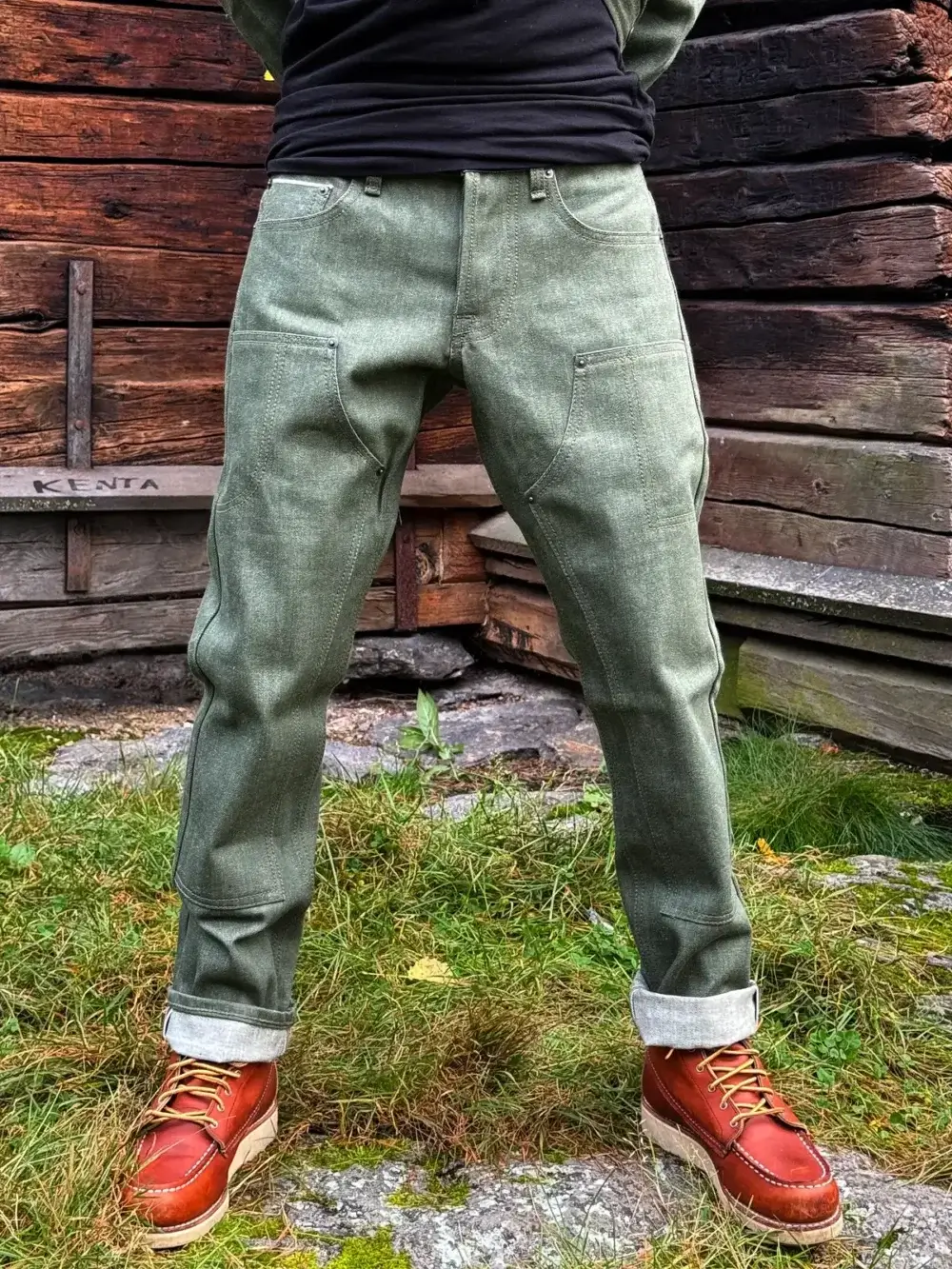 13oz Vintage Green Selvedge Denim Jeans