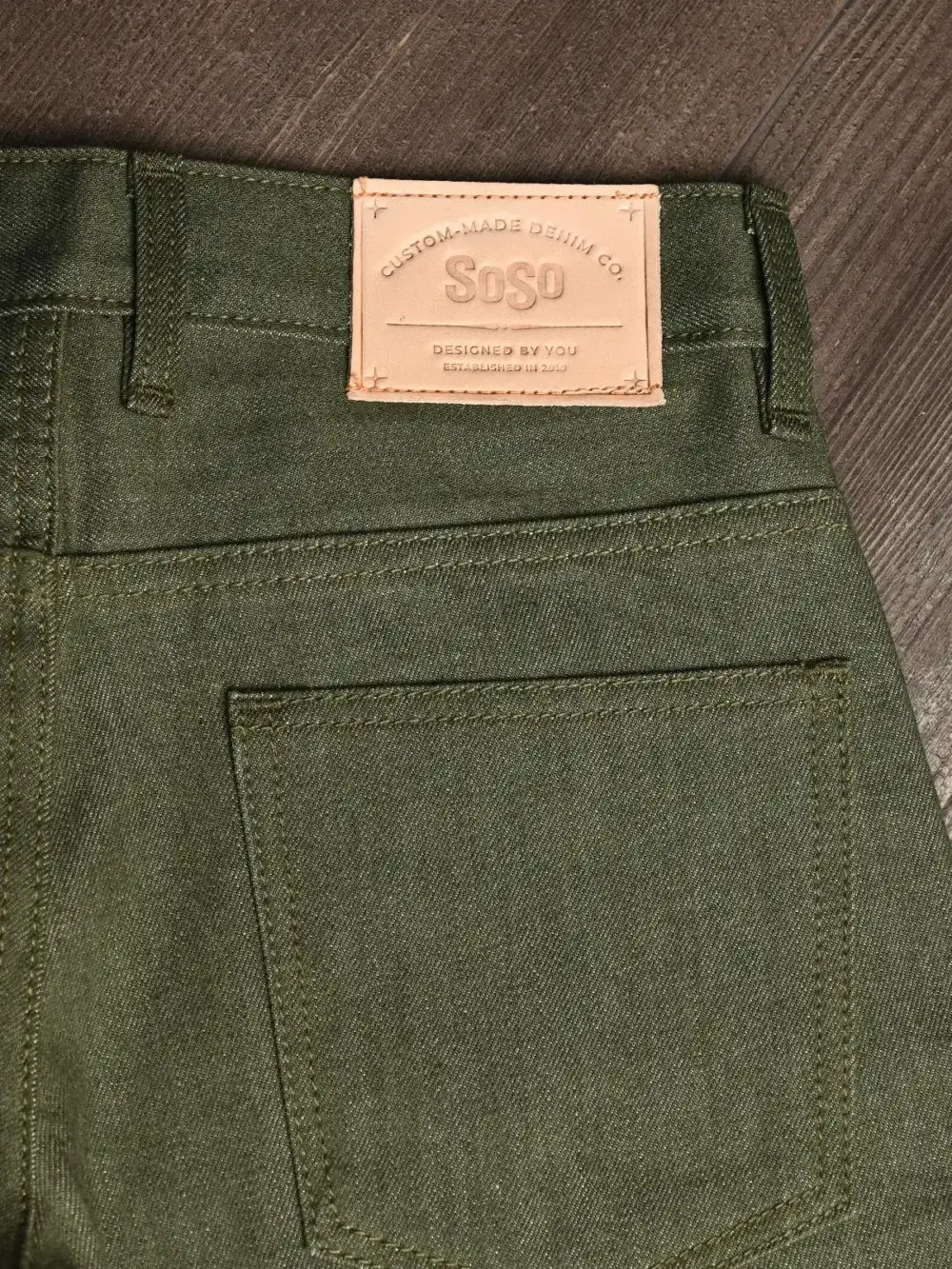 13oz Vintage Green Selvedge Denim Jeans - Image 7