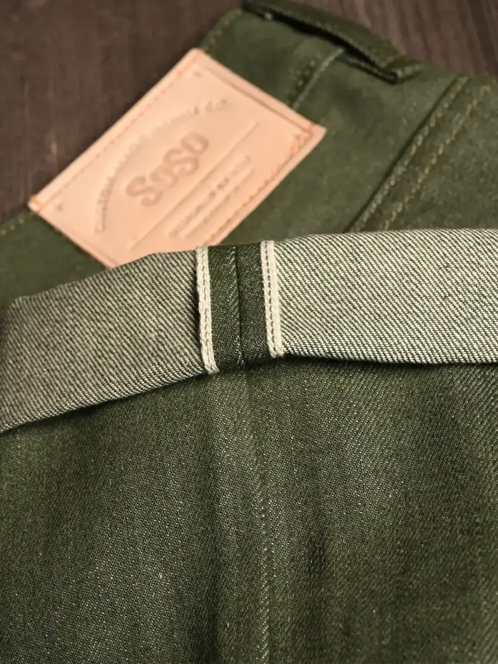 13oz Vintage Green Selvedge Denim Jeans - Image 5