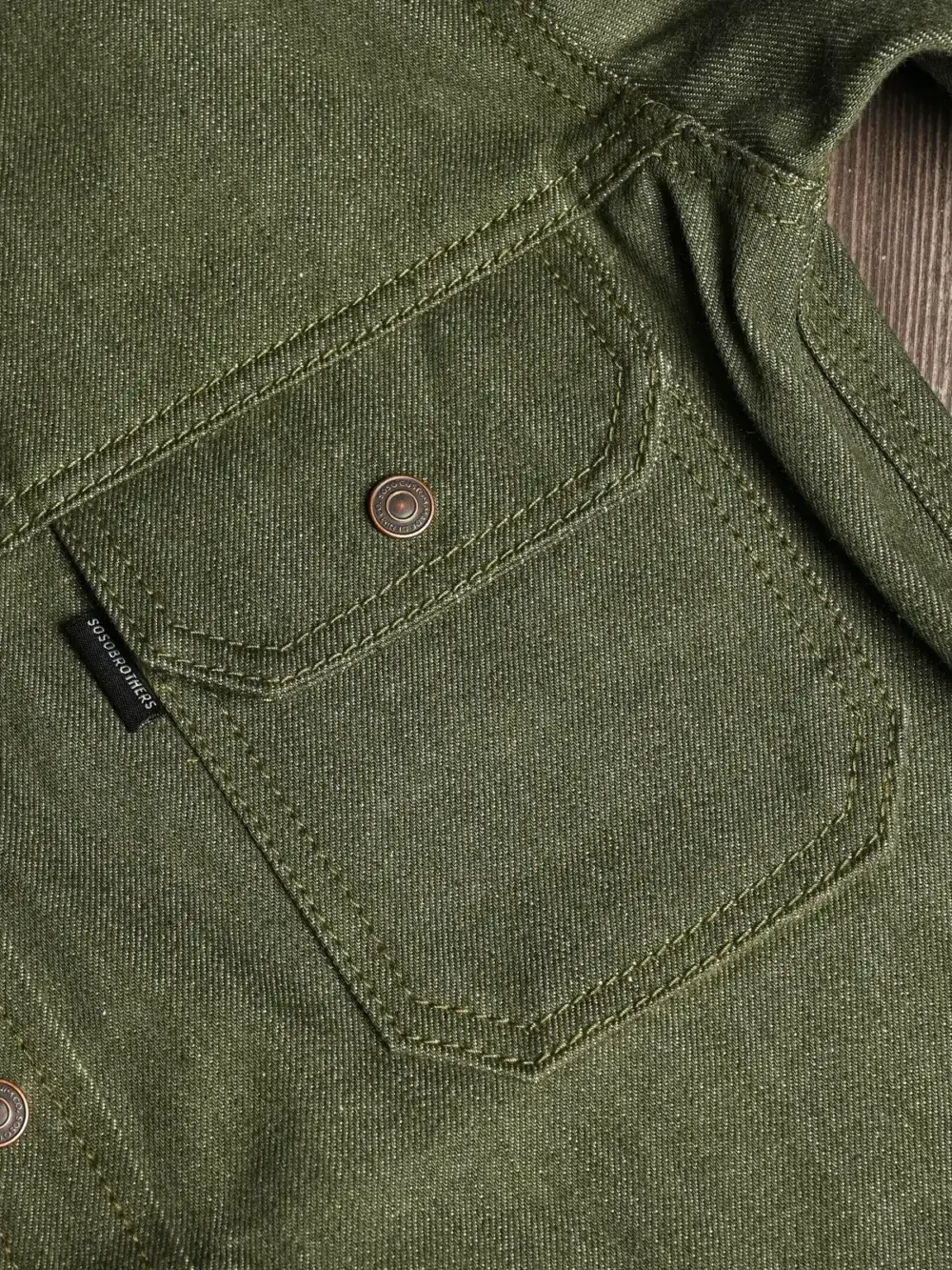 13oz Vintage Green Selvedge Denim Shirt - Image 6