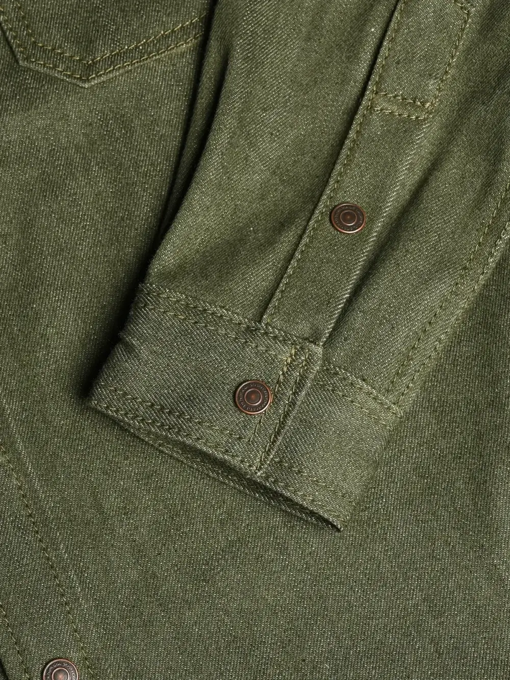 13oz Vintage Green Selvedge Denim Shirt - Image 8