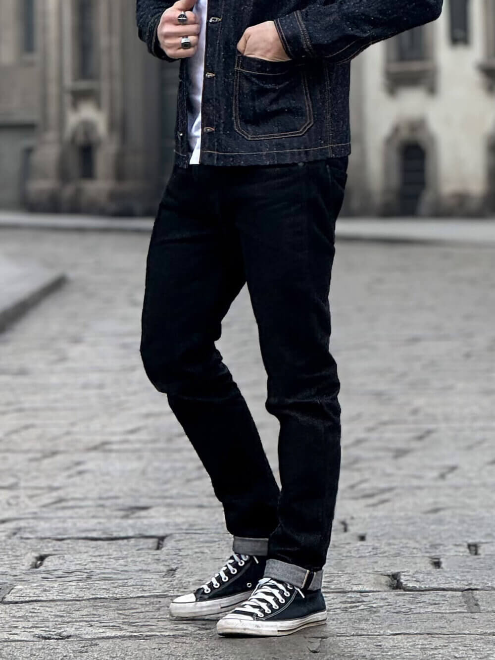 20oz Ghost Black Selvedge Denim Jeans - Image 7