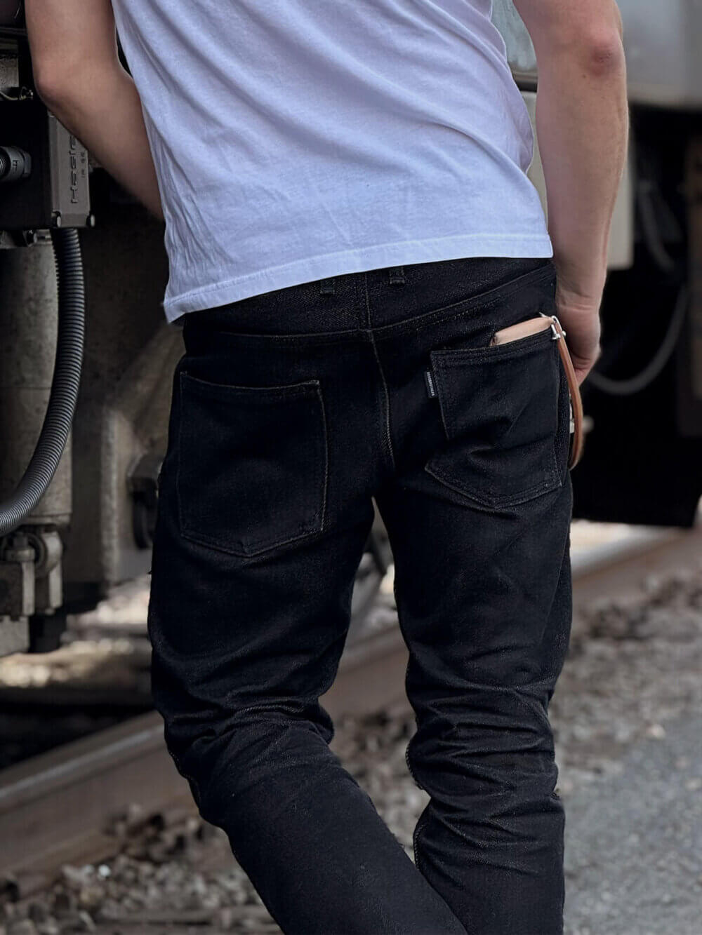 20oz Ghost Black Selvedge Denim Jeans - Image 11