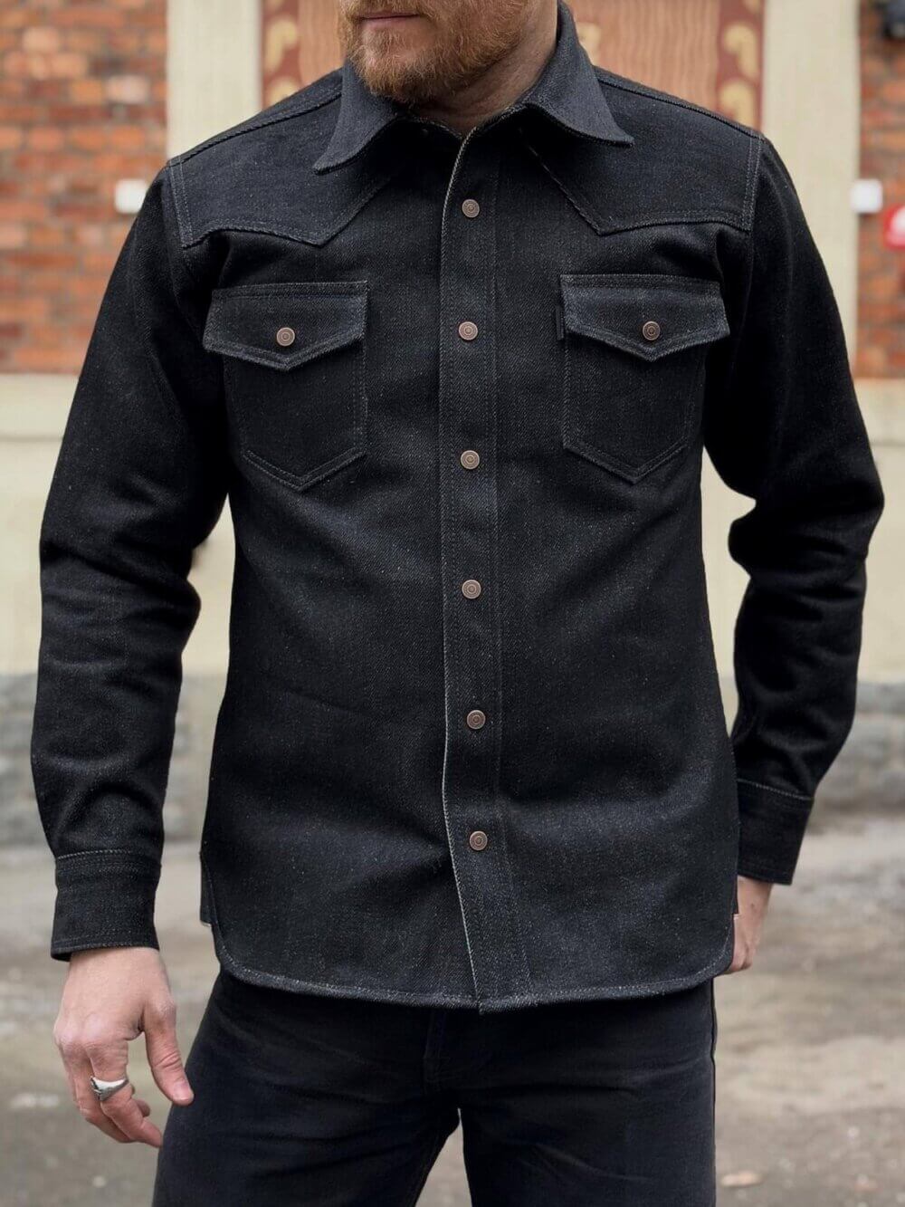 20oz Ghost Black Selvedge Denim Shirt
