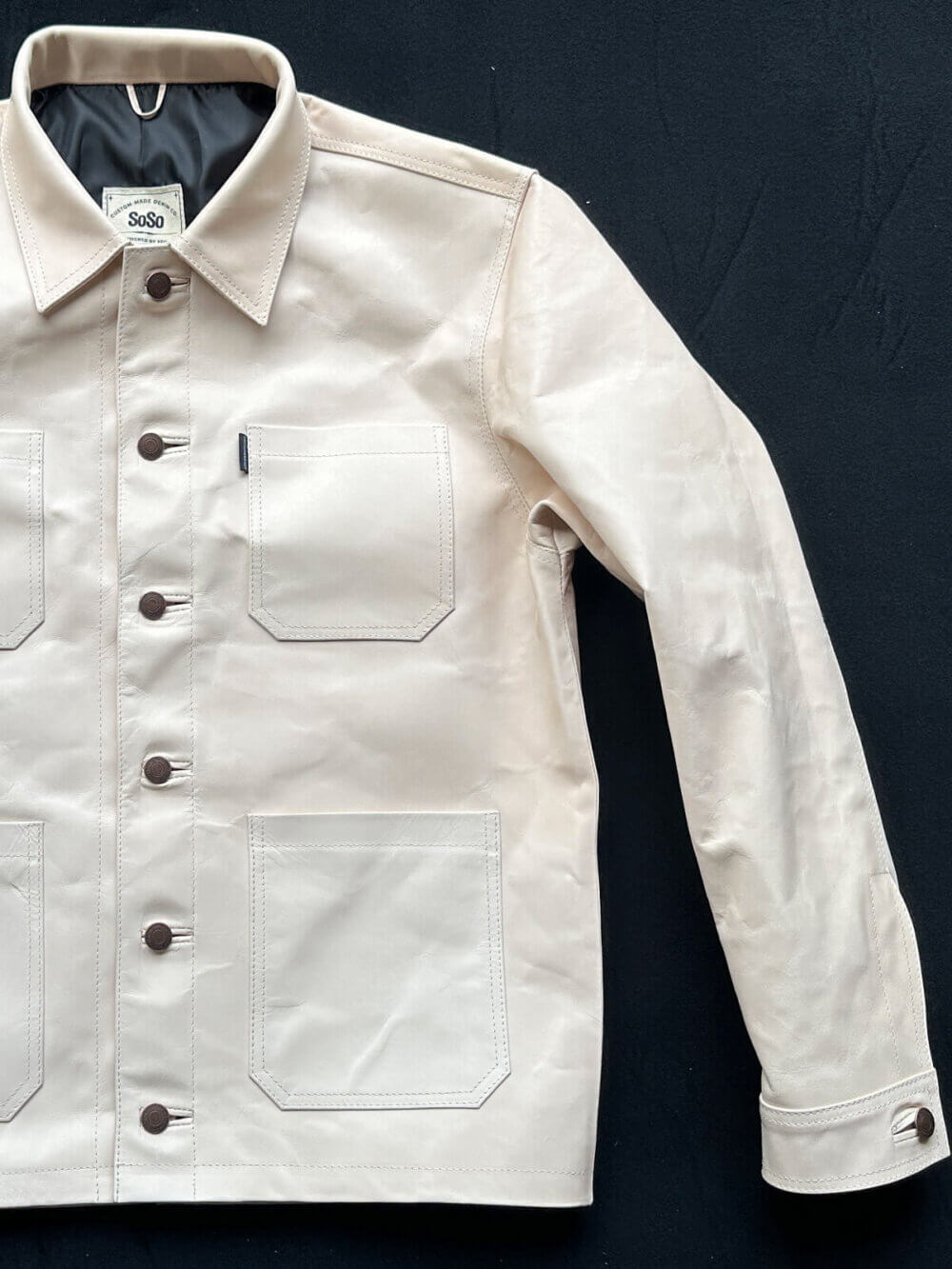 Full Grain Veg Tan Natural Leather - Jacket - Image 4