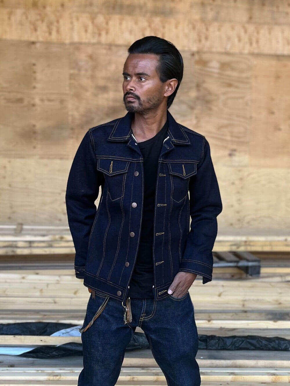 33oz Double Indigo Selvedge Denim Jacket - Image 3