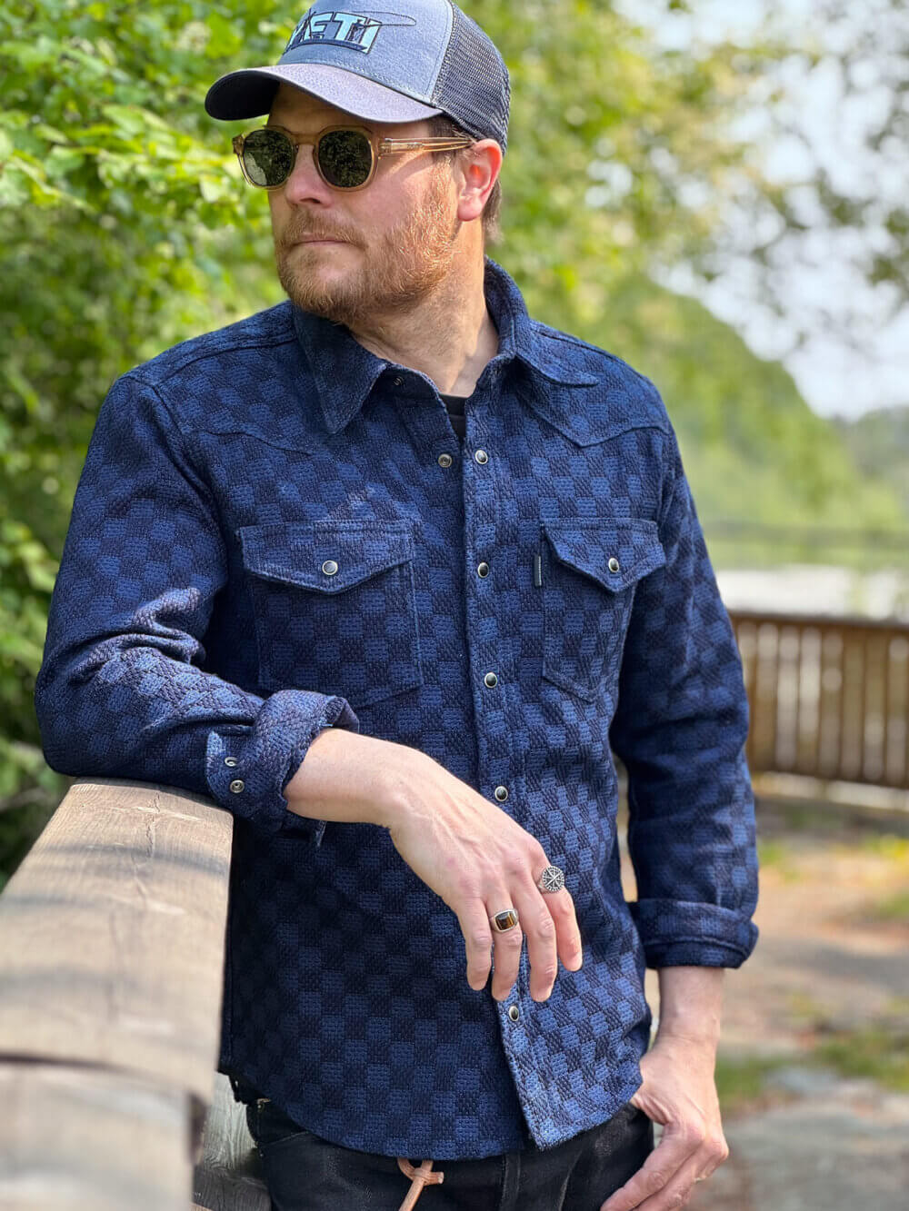 12.5oz Natural Indigo Sashiko Jacquard Shirt - Image 4