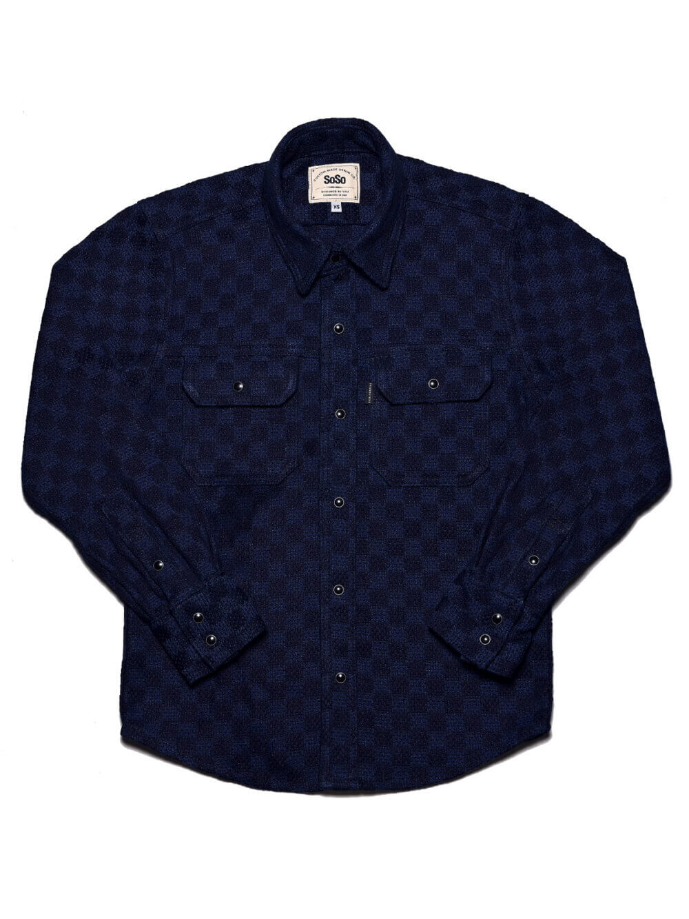 12.5oz Natural Indigo Sashiko Jacquard Shirt - Image 6