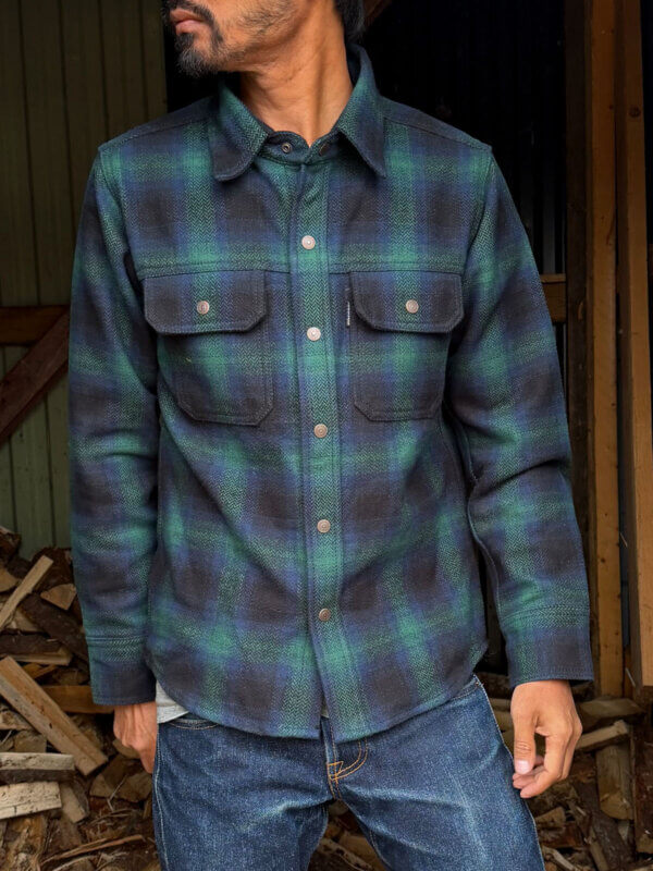 13.5oz Heavyweight Green Flannel Work Shirt